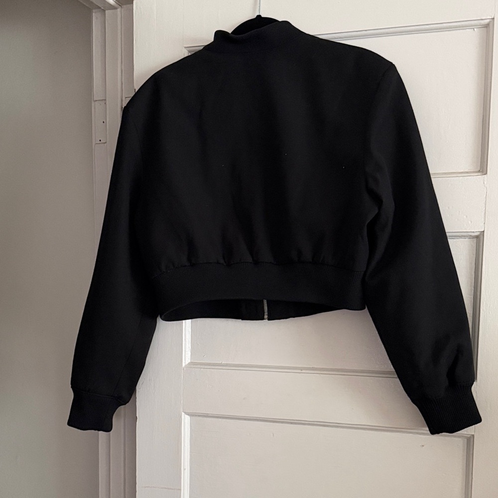 H&M Black Cropped Bomber Jacket - Picture 8 of 8